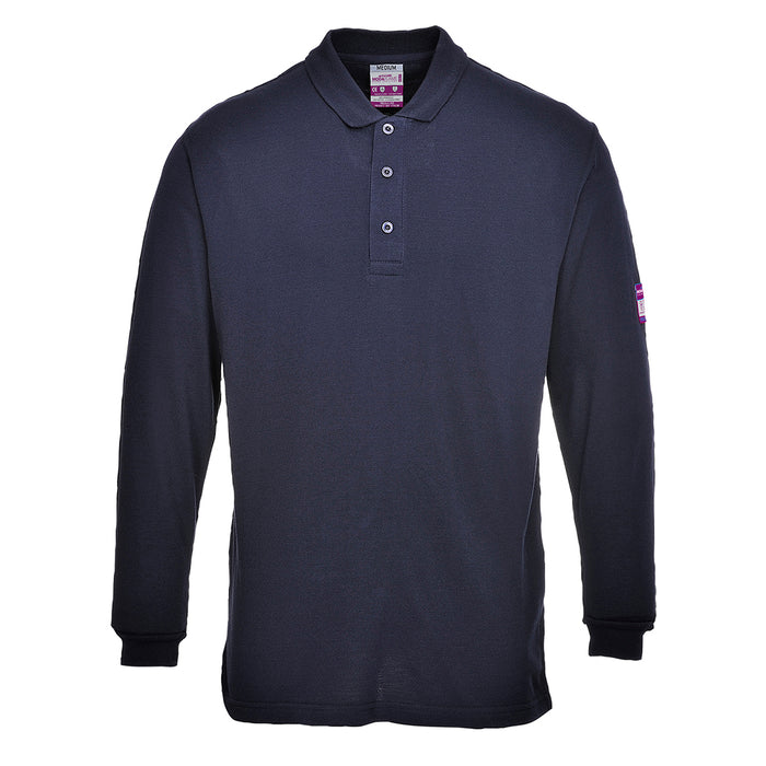 Flame Resistant Anti-Static Long Sleeve Polo Shirt - FR10NAR